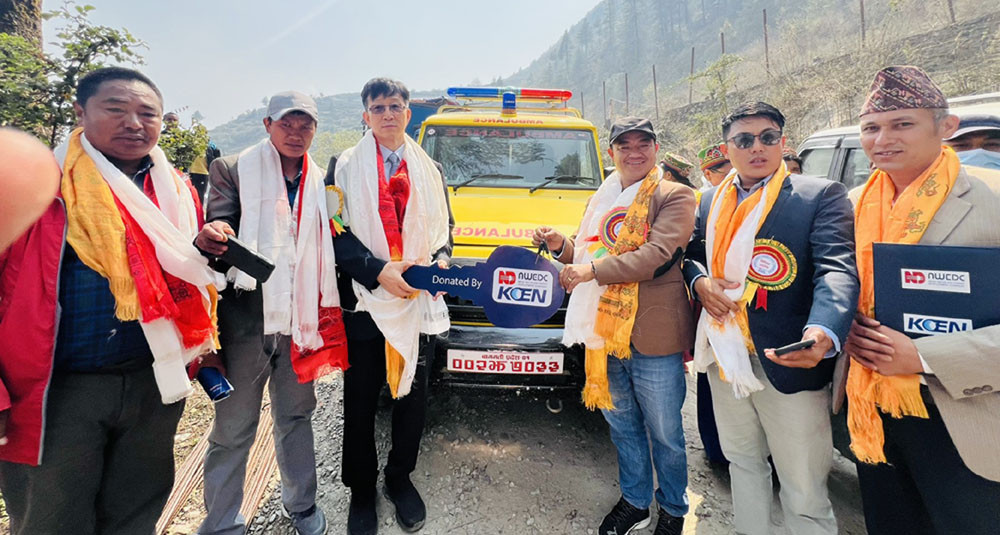 माथिल्लो त्रिशूली–१ जलविद्युत आयोजनाले दियो प्रभावित गाउँपालिकालाई एम्बुलेन्स