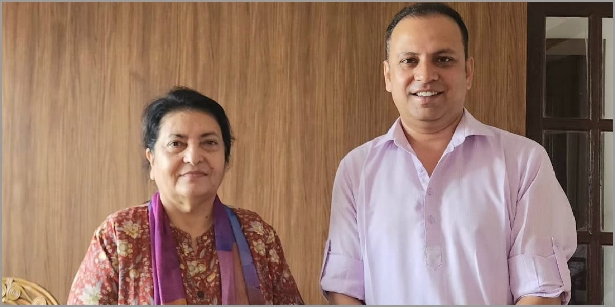 पूर्वराष्ट्रपति भण्डारीसँग रास्वपा प्रवक्ता झाको भेट