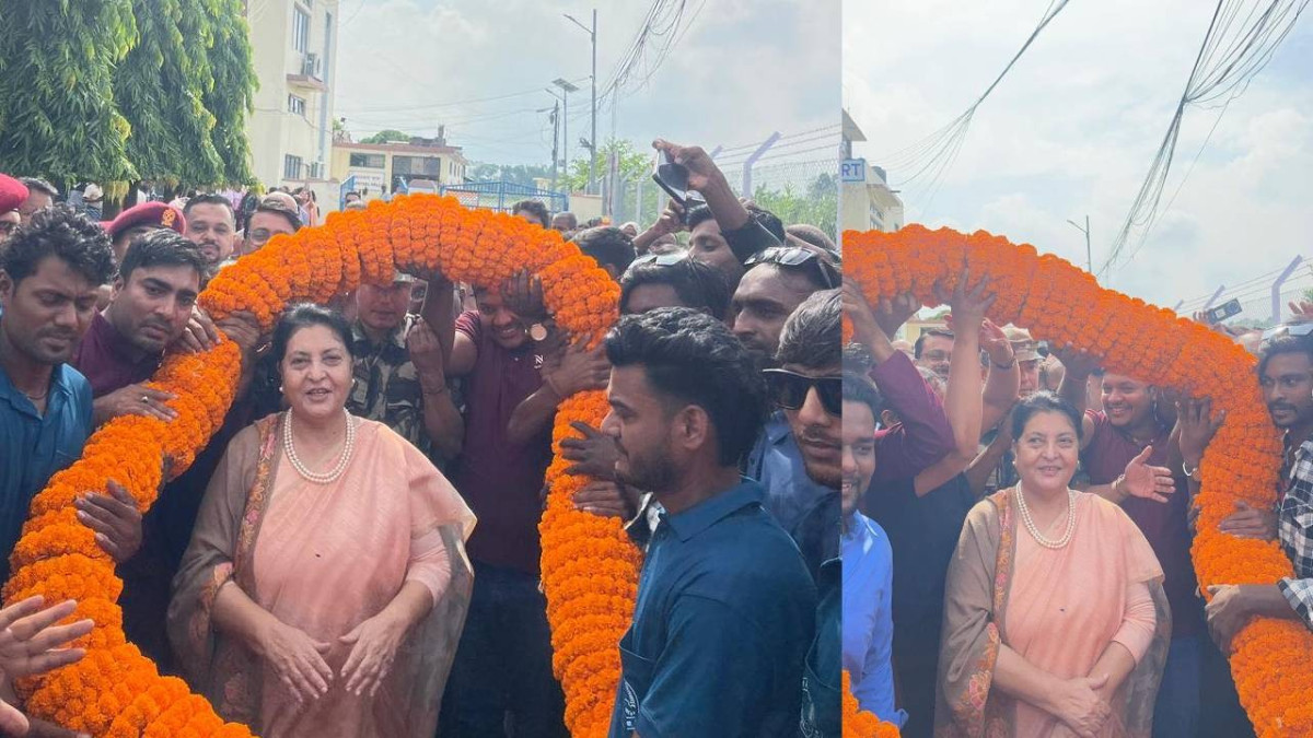 पूर्वराष्ट्रपति भण्डारीको स्वागतमा ५१ केजीको माला