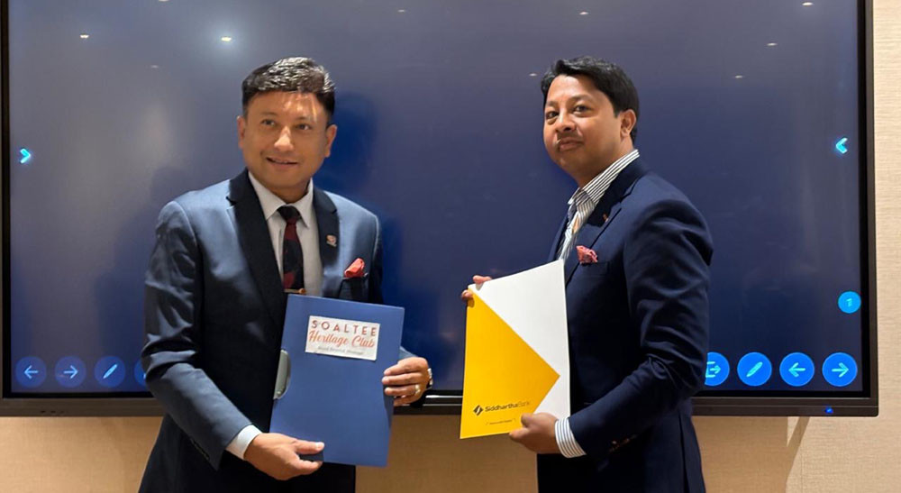 सिद्धार्थ बैंकका ग्राहकहरुलाई द सोल्टी होटेल्स् एन्ड रिसोर्टमा २० प्रतिसतसम्म्को छुट
